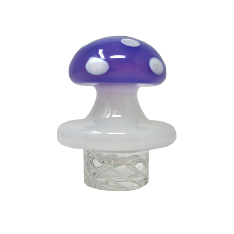 AFM Glass - Purple Turbo Spinner Mushroom Cap with 2 Quartz Pearls on White Background