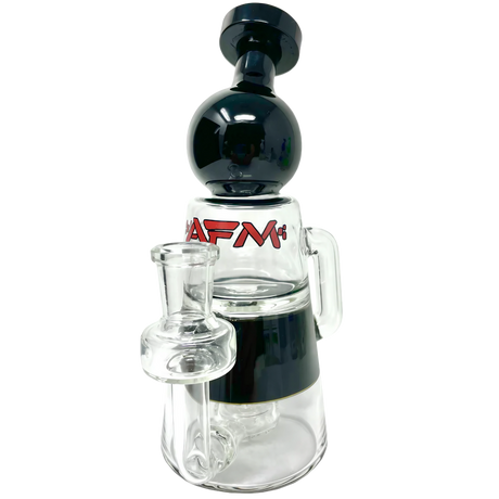 AFM - Moai Recycler Dab Rig in Black, 8" Borosilicate Glass with Percolator, Front View