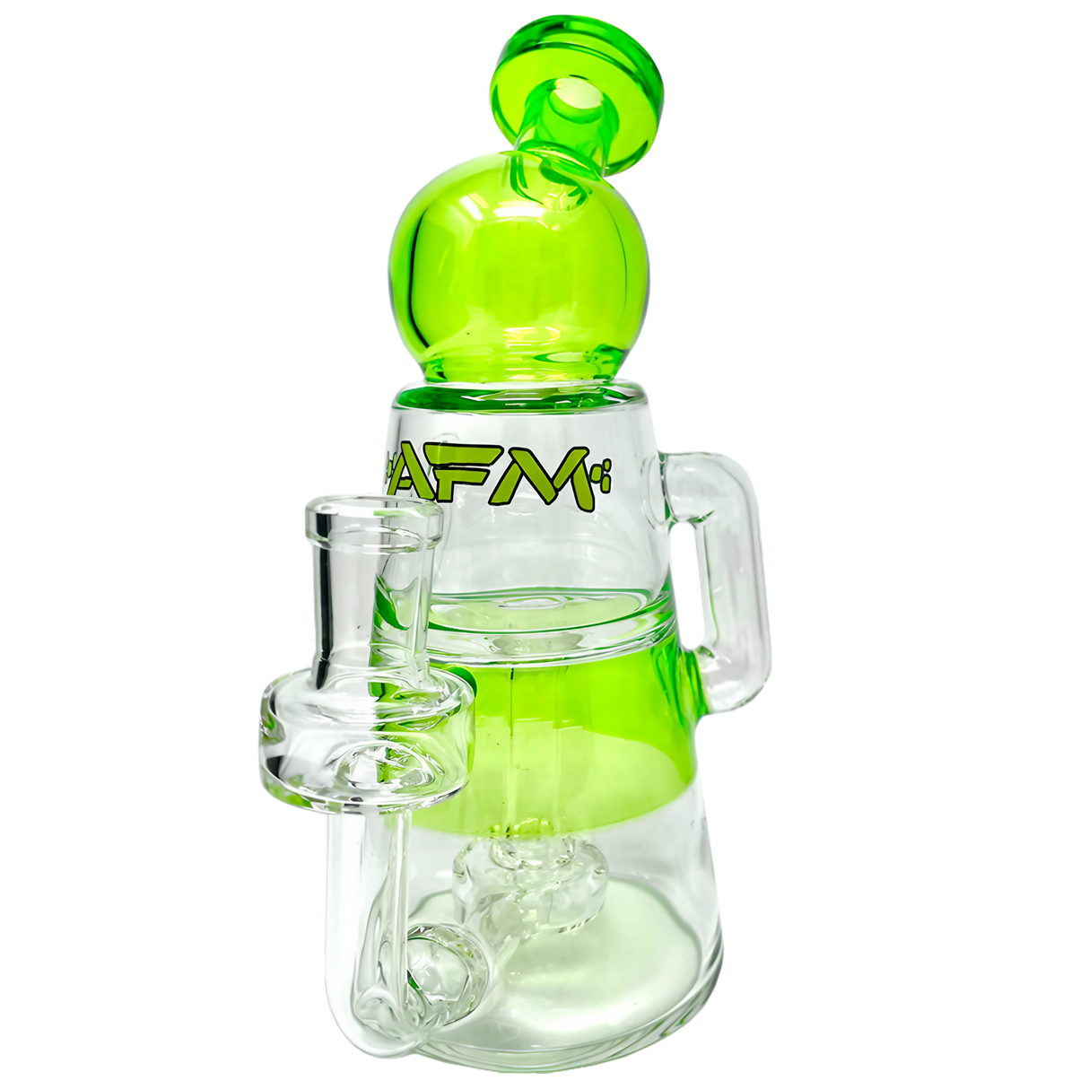 AFM Moai Recycler Dab Rig in Lime Green - 8" with Percolator, Front View on White Background