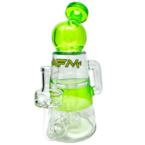 AFM Moai Recycler Dab Rig in Lime Green - 8" with Percolator, Front View on White Background