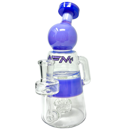 AFM Moai Recycler Dab Rig in Purple - 8" Borosilicate Glass with Bubble Design and Percolator