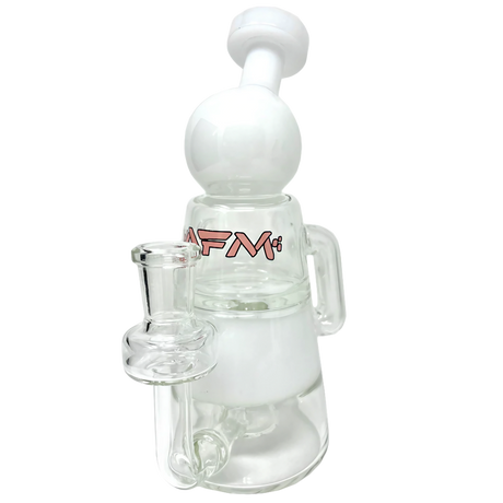 AFM - White Moai Recycler Dab Rig - 8" with Unique Bubble Design and Glass on Glass Joint