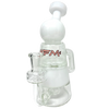 AFM - White Moai Recycler Dab Rig - 8" with Unique Bubble Design and Glass on Glass Joint