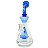 AFM Pyramid Platform Rig in Blue, 9" with Slitted Pyramid Percolator, 90 Degree Joint - Front View