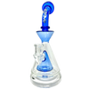 AFM Pyramid Platform Rig in Blue, 9" with Slitted Pyramid Percolator, 90 Degree Joint - Front View