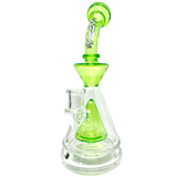 AFM Pyramid Platform Rig in Slyme color, 9" tall with slitted pyramid percolator and 90-degree joint