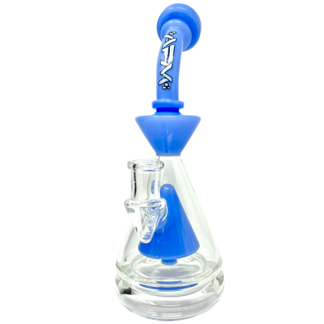 AFM 9" Pyramid Platform Rig in Milky Blue with Slitted Pyramid Percolator and 90 Degree Joint