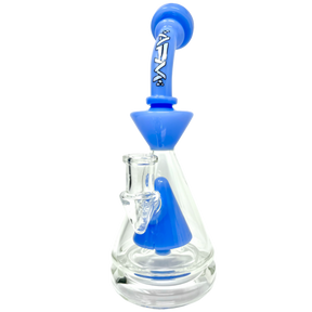 AFM 9" Pyramid Platform Rig in Milky Blue with Slitted Pyramid Percolator and 90 Degree Joint