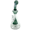 AFM Pyramid Platform Rig in Smoke color, 9" tall with slitted pyramid percolator, 90-degree joint, front view