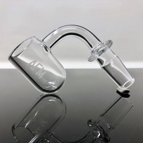AFM Quartz Banger Hanger, Round Bottom, 3mm Thick, 25mm Wide, Side View on Reflective Surface