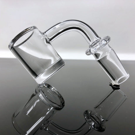 AFM Thick Bottom Quartz Banger Hanger, 3mm x 25mm, Side View on Reflective Surface