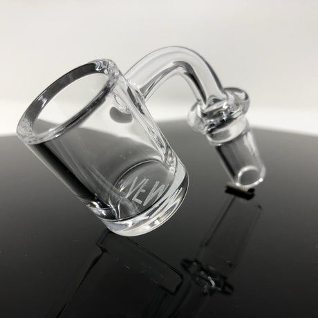 AFM Thick Bottom Quartz Banger Hanger, 3mm X 25mm, Clear Design on Black Surface