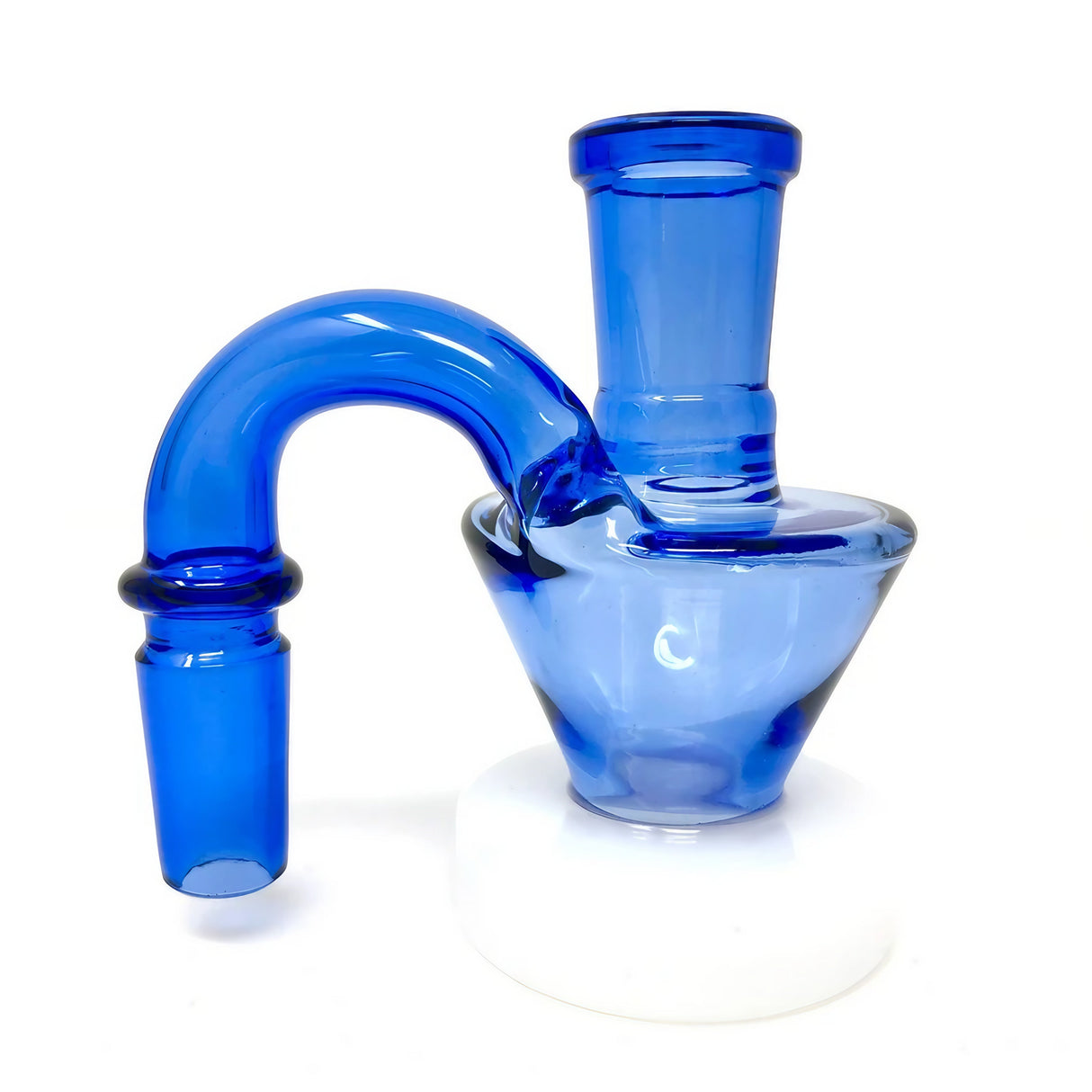 AFM Upside Down Double Color Ash-Catcher 3" in Blue, Side View for Bongs, 90 Degree Joint