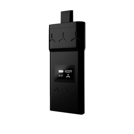 AirVape X Portable Vaporizer in Black, Front View with Digital Display, Compact Design