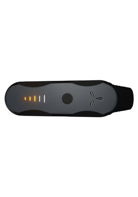 AirVape XS Go Portable Vaporizer in Black, top view, compact design with battery indicator lights