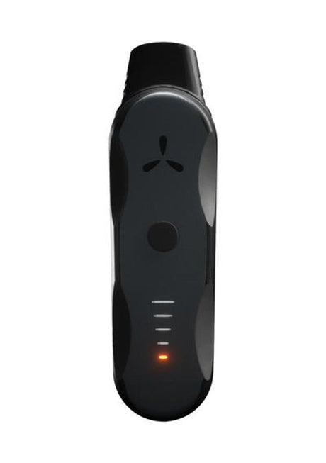 AirVape XS Go in Black, compact portable vaporizer with battery indicator, front view on white background