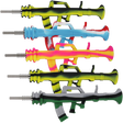 AK47 silicone dab straw 9.5 inch rifle-shaped novelty straw, sold as a 5-pack of assorted colors