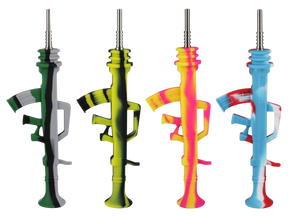 Colorful AK47 Silicone Dab Straws with Titanium Tips, 9.5" length, front view