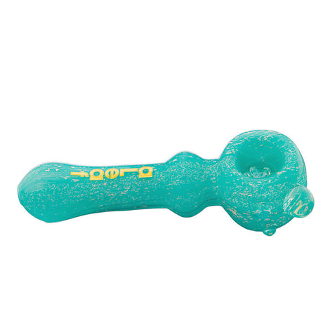 aLeaf 4" Teal Dichro Glitz Spoon Pipe, Portable with Built-In Screen, Side View