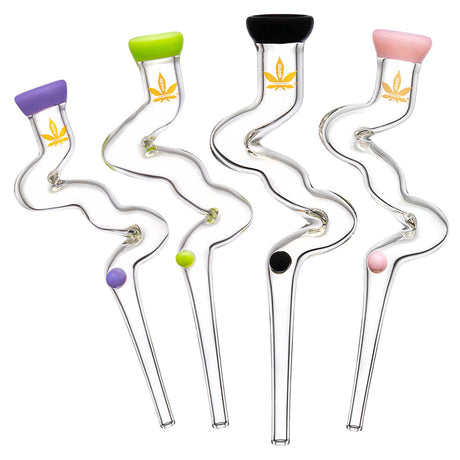 aLeaf 8" Winding Glass Dab Straws in Assorted Colors, Compact & Portable Design