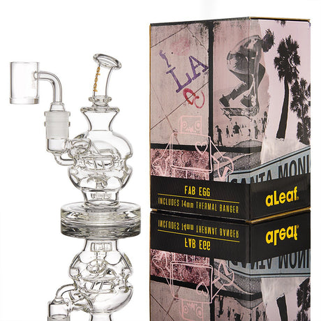 aLeaf Fab Egg Bong Accessory with 14mm Thermal Banger, Clear Borosilicate Glass, Side View