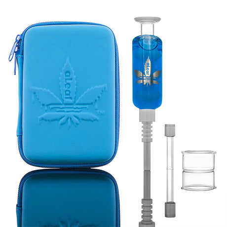 aLeaf Glycerin Dab Straw Travel Kit with blue protective case and quartz tip
