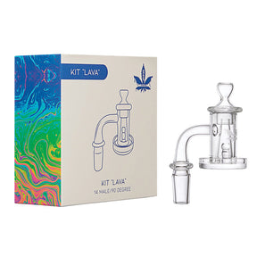 aLeaf Lava Quartz Banger Spinner Kit, 14mm Male Joint at 90 Degree Angle, with Box