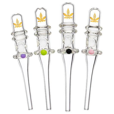 aLeaf Tube Glass Dab Straws in assorted colors, 6" length, durable borosilicate, front view