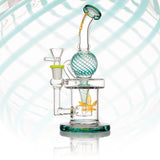 aLeaf Uni Recycler Dab Rig with Waffle Perc, 8" tall, 90-degree joint, in Assorted Colors