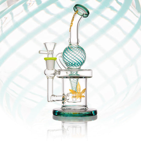 aLeaf Uni Recycler Dab Rig with Waffle Perc, 8" tall, 90-degree joint, in Assorted Colors