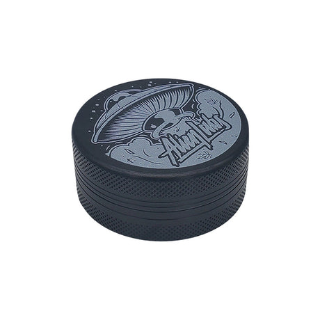 Alien Labs Black Aluminium Grinder, 2.25" Diameter, Portable 2-Piece Design, Top View