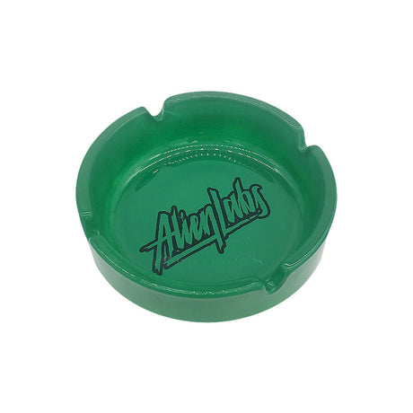 Alien Labs Glass Ashtray in Green, Compact 4" Diameter - Top View on White Background