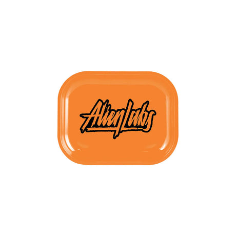 Alien Labs Metal Rolling Tray with Orange Logo, Compact Design for Dry Herbs, Top View
