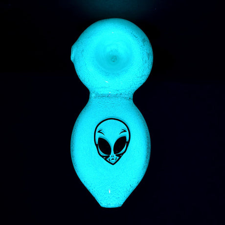 Alien Tech Glow in the Dark Glass Pipe by Alien Labs, 3.5" Spoon Design, Top View