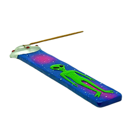Alien Visitor 10" Incense Burner, Polyresin, Galactic Design with Incense Stick