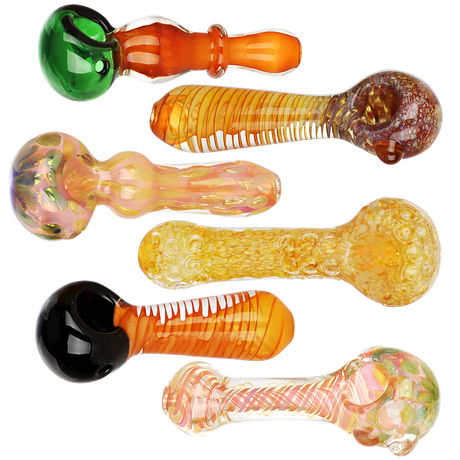 All Worked Up Glass Spoon Pipes | 4.5"-5" | Assorted Colors & Styles | 6ct Bundle