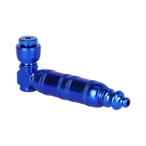 Segmented aluminum hand pipe that comes apart for easy cleaning, sold as a 5-count assorted color jar