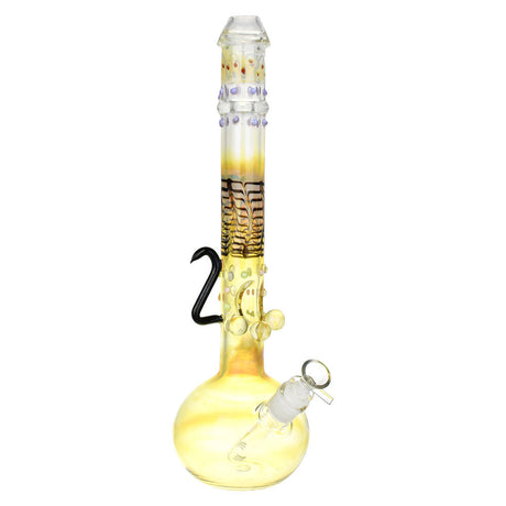 Amber Menagerie Bubble Base Water Pipe, 15" tall with 14mm female joint, borosilicate glass, front view
