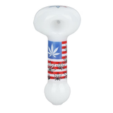 American Hemp Leaf Flag Glow Glass Spoon Pipe | 4"