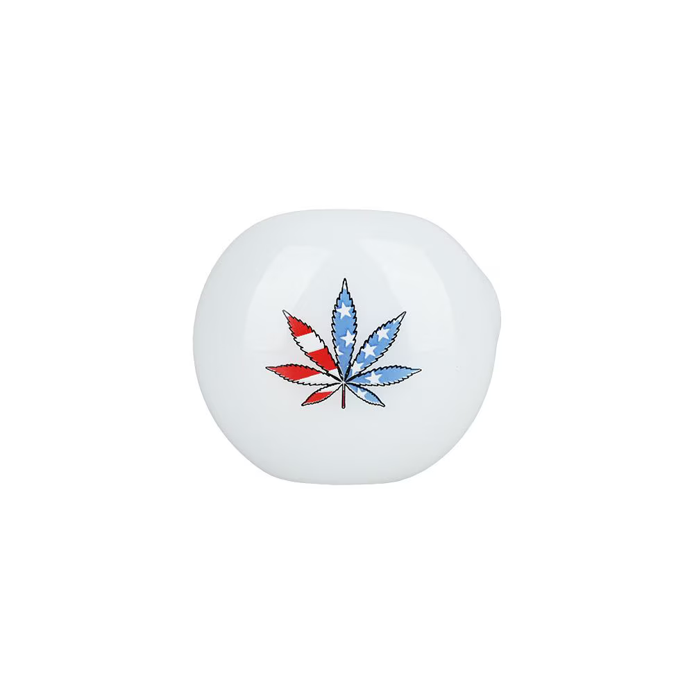 American Hemp Leaf Flag Glow Glass Spoon Pipe | 4"