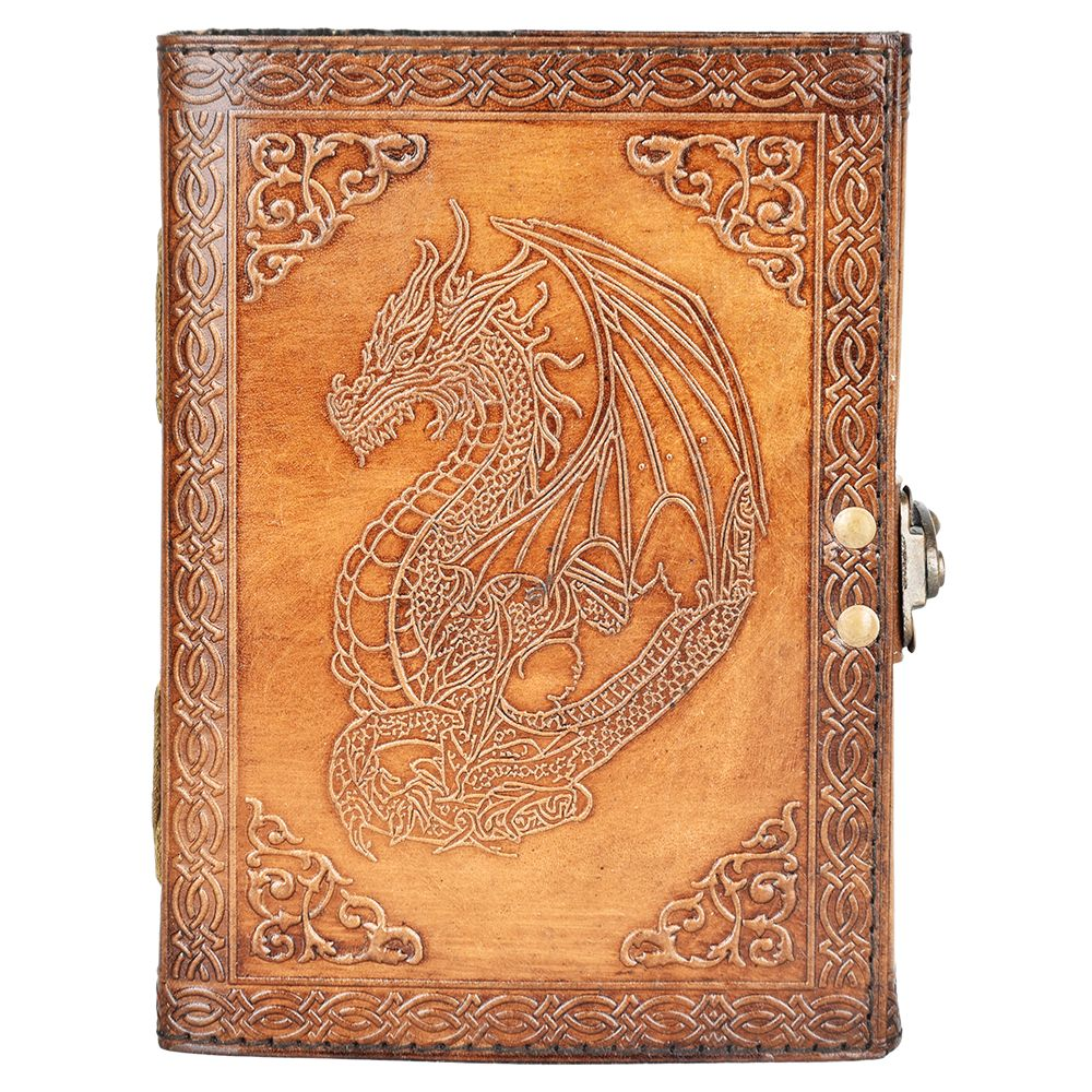 Ancient Dragon Protector Embossed Leather Journal | 5" x 7"