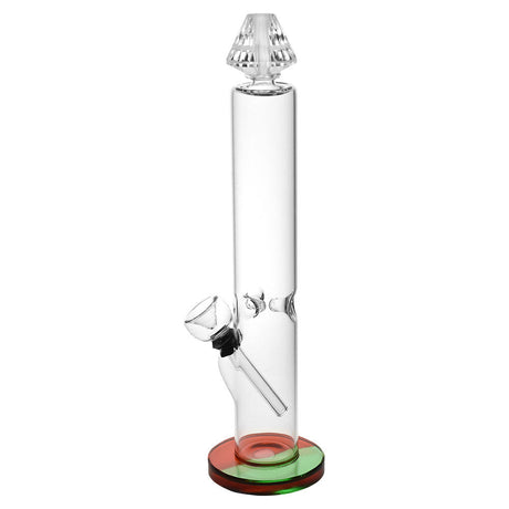 Apex Diamond Water Pipe, 11-inch, Straight Glass Bong with Diamond-Shaped Top, Front View