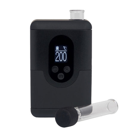 Arizer ArGo Dry Herb Vaporizer in black, 3400mAh battery, portable design, front view with digital display.