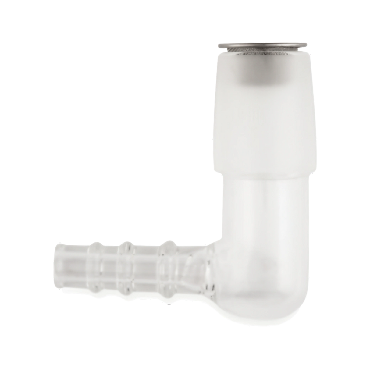 Arizer Glass Elbow Adapter, clear borosilicate glass, compact design, for vaporizers, side view