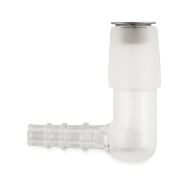 Arizer Glass Elbow Adapter, clear borosilicate glass, compact design, for vaporizers, side view