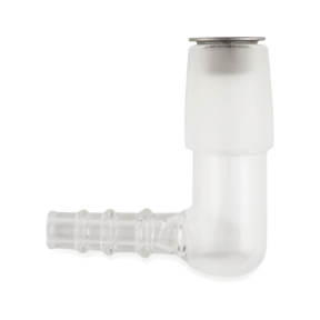 Arizer Glass Elbow Adapter, clear borosilicate glass, compact design, for vaporizers, side view