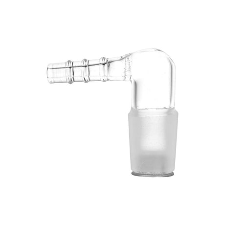 Arizer Glass Elbow Adapter for Vaporizers, clear and compact design, front view on white background