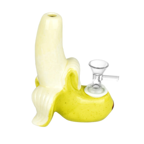 Art Of Smoke Ceramic Banana Bubbler with Carry Bag, Yellow, 5.5" for Dry Herbs, Front View