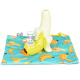 Art of Smoke Ceramic Banana Bubbler for Dry Herbs with Carry Bag on Banana Print Fabric