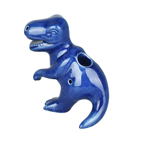Art of Smoke Ceramic Dino Pipe in Blue with Carry Bag, Portable 4.25" Novelty Design